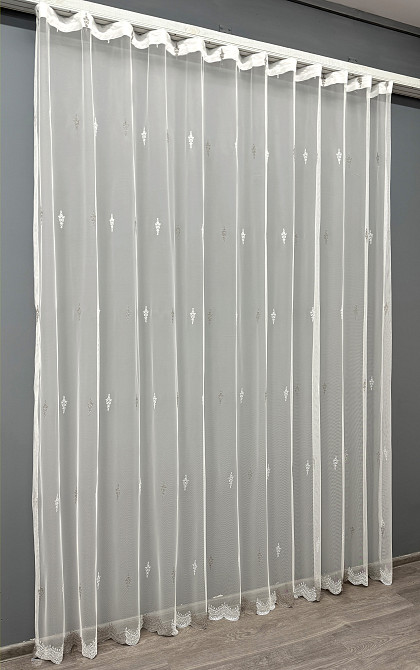 Тюль VR-Textil 1502т Грек-сетка с вышивкой Молочный с какао 300х250 см (40-174) Киев - изображение 3