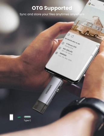 Кардрідер 2- в-1 TF/SD Ugreen CM185 50706 USB & USB-C (Серій) Миколаїв - фото 9