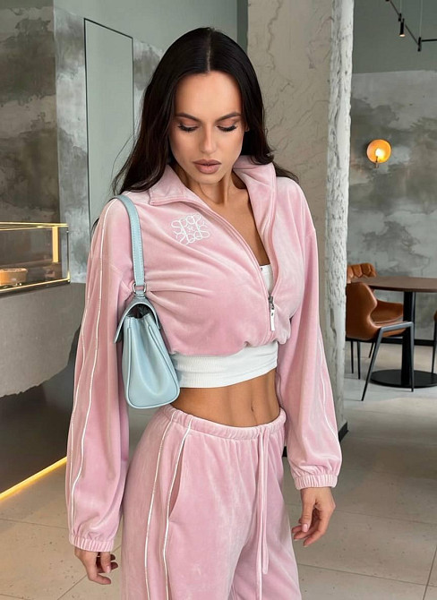 Женский стильный повседневный влюровый костюм двойка Пудра, 46/48 Одесса - изображение 1