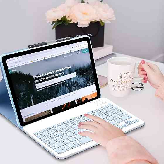 Чохол з Bluetooth-клавіатурою для Lenovo Tab M10 Plus 3-го покоління 10.6”, блакитний з тримачем для стилуса, QWERTY розкладка Київ