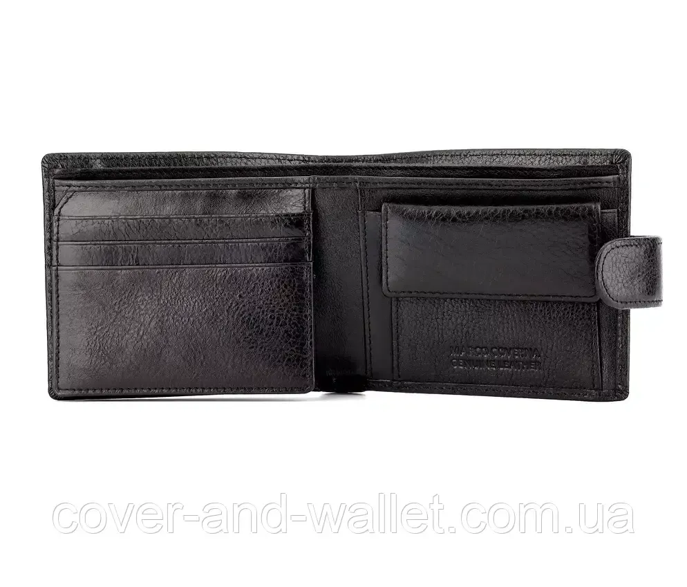 Солидный мужской кожаный кошелек небольшого размера Marco Coverna BK 047-801 черный Киев - изображение 16