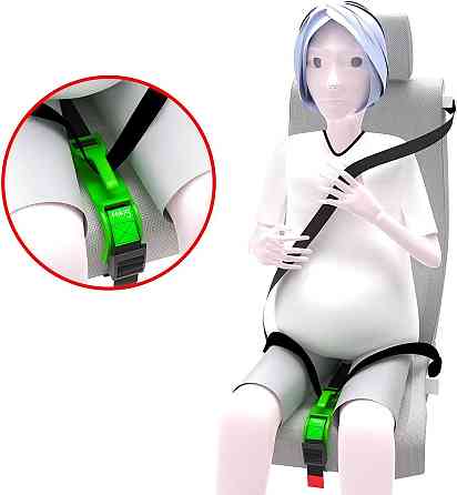 Ремінь безпеки для вагітних регулятор положення ременя авто комфортний адаптер захист животика зелений Київ