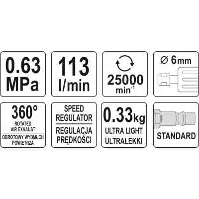 Шліфувальна машина Yato пневматична YT-09633 (YT-09633) Вінниця