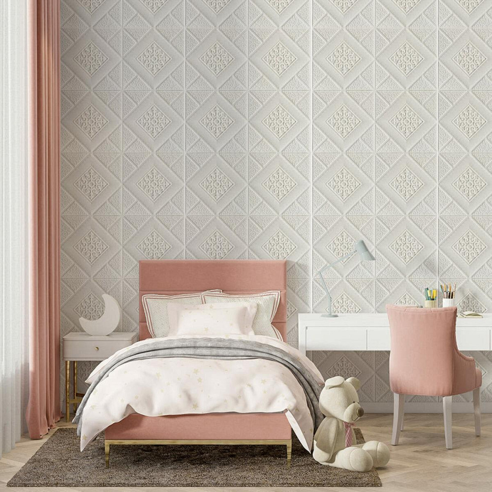 Самоклеюча декоративна настінно-стельова 3D панель вензеля в ромбі 700х700х5мм (374) SW-00000881 Дніпро - фото 5