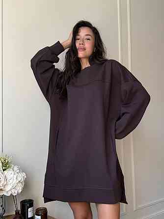 Женское спортивное оверсайз платье дабл фэйс 100% хлопок Шоколад Одесса