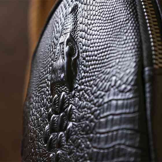 Модна шкіряна чоловіча сумка через плече Чорний (Vintage) Київ