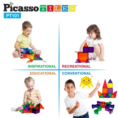 Конструктор Picasso магнитный Tiles Magnetic Building Blocks 101 деталь (817338022402) Винница - изображение 7