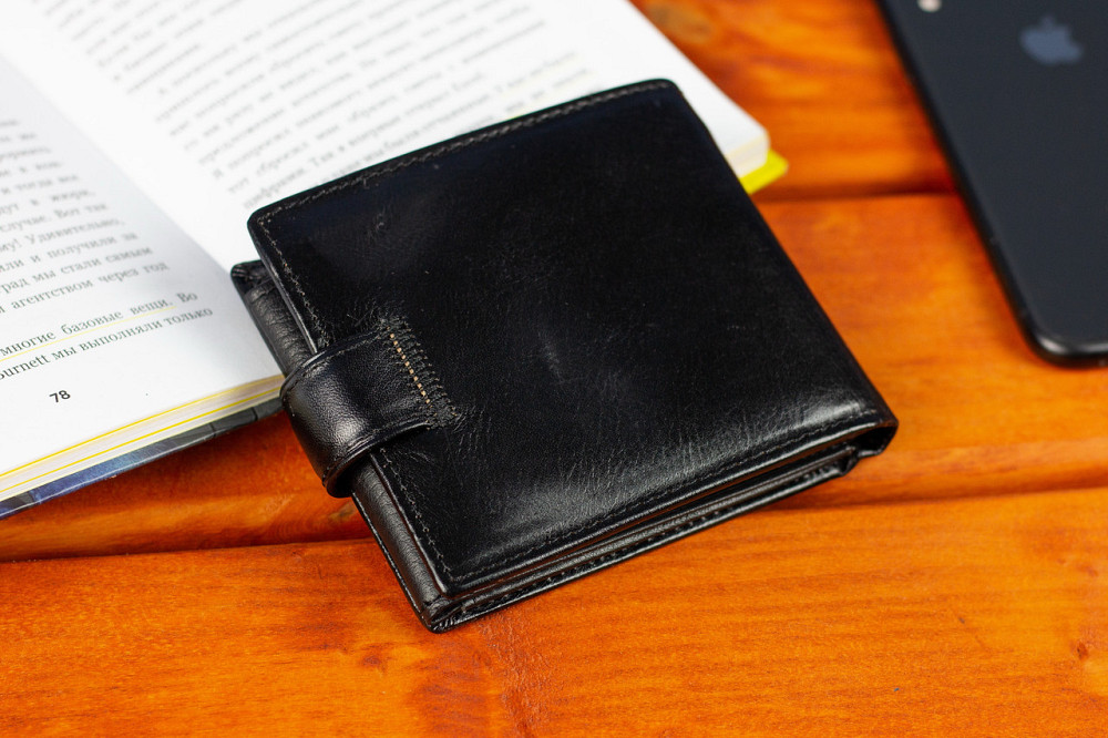 Классическое мужское портмоне из натуральной кожи ST Leather В102 Черный Каменское - изображение 7