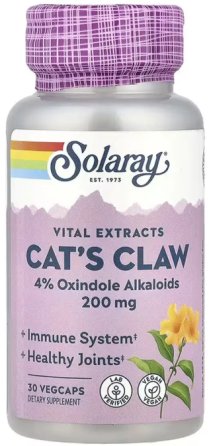 Экстракт коры кошачьего когтя Solaray Cat's Claw 200 mg 30 вег капс Киев