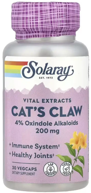 Экстракт коры кошачьего когтя Solaray Cat's Claw 200 mg 30 вег капс Киев - изображение 1