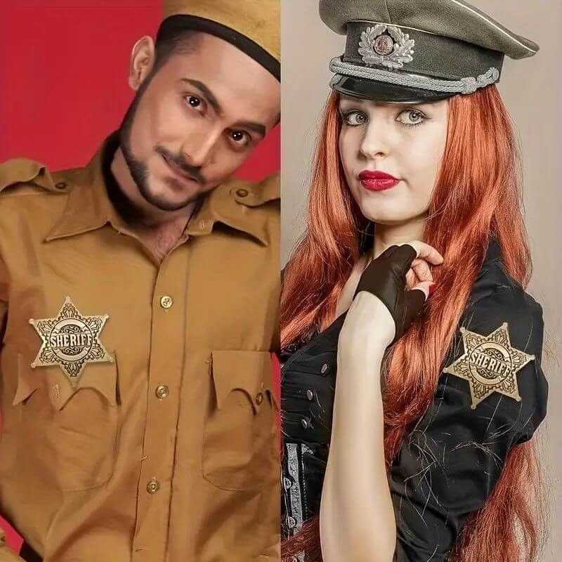 Значок Шерифа, Метал 7х7 см, нагрудний знак рельєфний реалізм, бронза+лак Київ - фото 5
