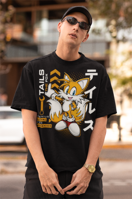 Футболка для хлопчика з аніме принтом Таілс Фокс Схадов Хедгехог оверсайз (зріст від 165 до 180) Чорний AnimeJ0065m Дніпро - фото 6
