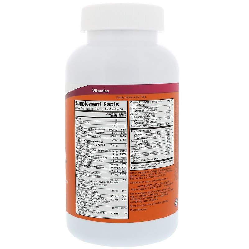 Вітаміни для вагітних з риб'ячим жиром Now Foods Prenatal Gels + DHA 180 капс Київ - фото 2