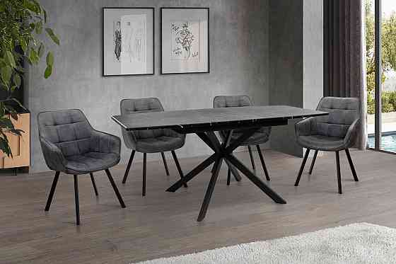 Стіл Річард 140(+40)*85 чорний метал/мрамор чорн Киев