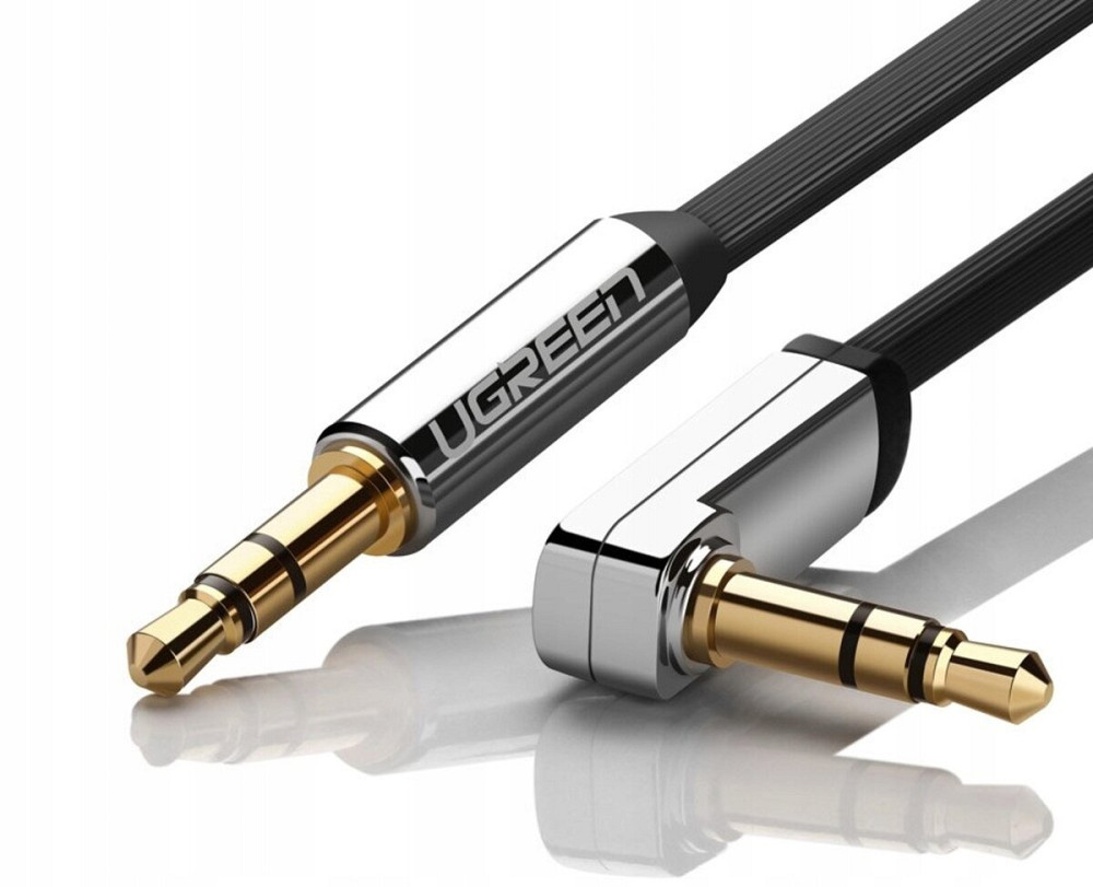 Аудіо кабель UGREEN AV119 3.5mm Male to 3.5mm Male Straight to angle flat Cable  2m (Black)(UGR-10599) (UGR-10599) Киев - изображение 2