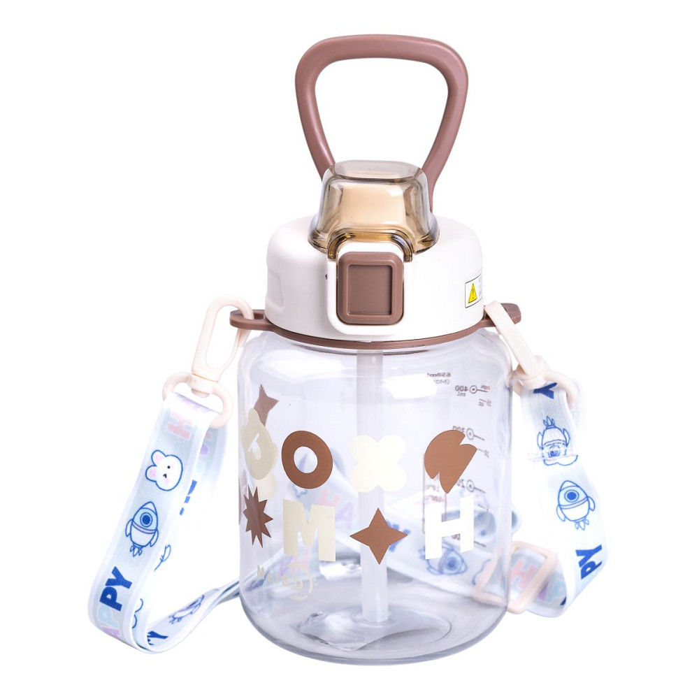 Пляшка для води дитяча 650 мл на ремінці пляшечка з трубочкою для дитини для спорту і школи Water bottle HP-14-43BR Коломия - фото 1