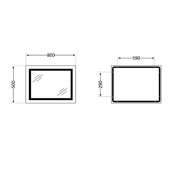 Дзеркало Qtap Cardinal (CA1) 800х500 з LED-підсвіткою Touch, з антизапотіванням, з димером, темп. кольору (3000-6500K) Reverse Київ