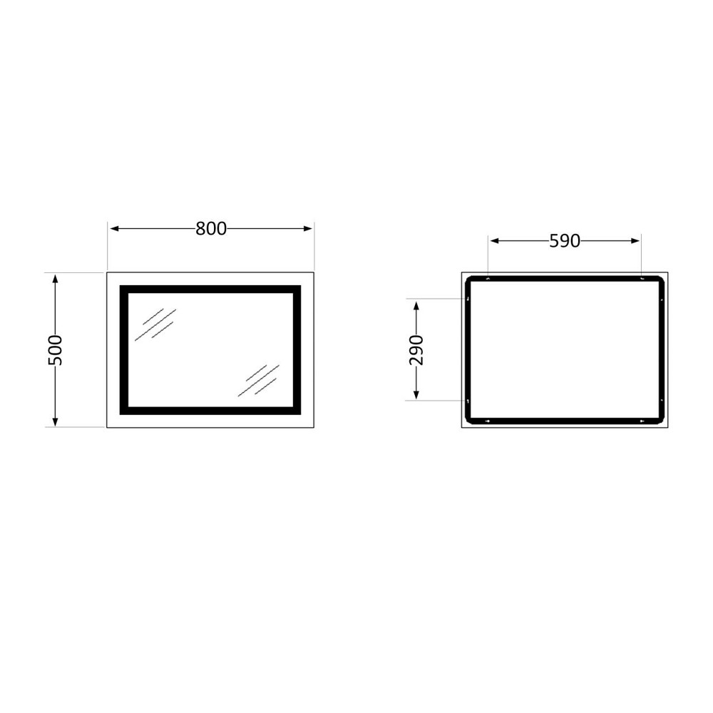Дзеркало Qtap Cardinal (CA1) 800х500 з LED-підсвіткою Touch, з антизапотіванням, з димером, темп. кольору (3000-6500K) Reverse Київ - фото 2