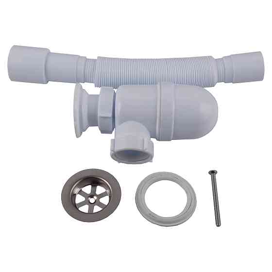 Сифон OPTIMUM 1 1/2″*40 для умивальника та мийки  з литим випуском та гофротрубою 40*40/50 OPTI 11043 Тернополь