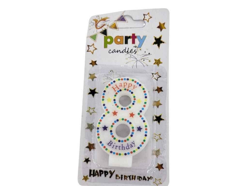 Свеча-цифра 8 Happy Birthday точка арт.068 ТМ PRC Киев - изображение 1