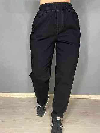 Джинсы женские Vanver 81888 mom jeans relax comfort талия на резинке большие размеры черные, черный, Одесса