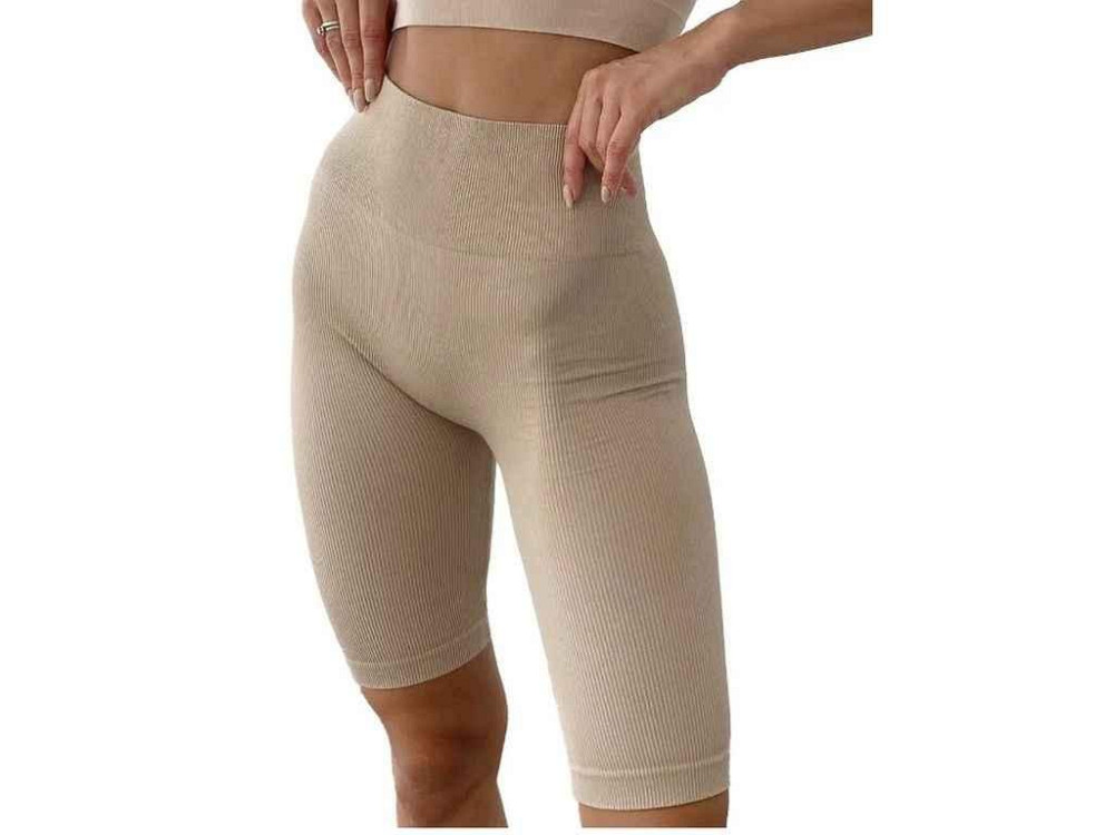 Велосипедки женские из микрофибры в рубчик мод.6 Push-Up р.L бежевый ТМ LEGGERI Solmir Киев - изображение 1