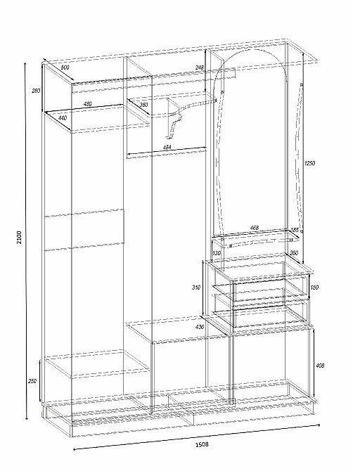 Прихожая Трио-купе TRIO, Самоа Димчастий, 1508/400/2100 Львов - изображение 2