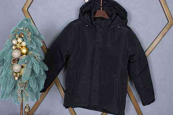 Детская куртка на мальчика подростка еврозима черная 128-134,158 Николаев