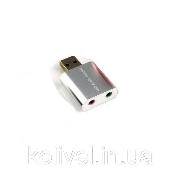 Звукова плата USB, 2 Channel mini, C-Media chip, RTL, срібляста (B00668) Київ - фото 2