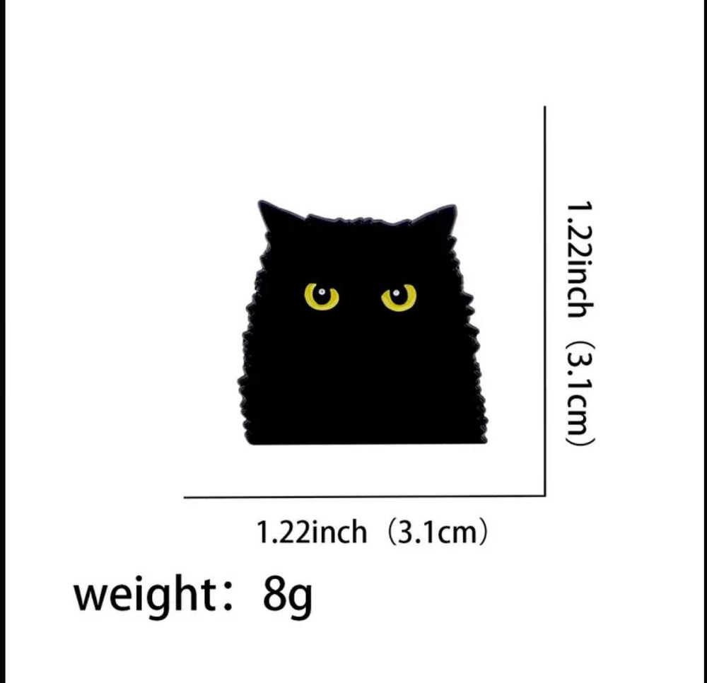 Эмалированный значок «Чёрный кот» – минималистичная брошь 3,1 см Киев - изображение 6