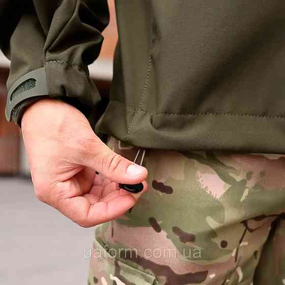 Армейская мужская демисезонная куртка хаки Soft Shell, военная куртка софт шел с капюшоном Львов