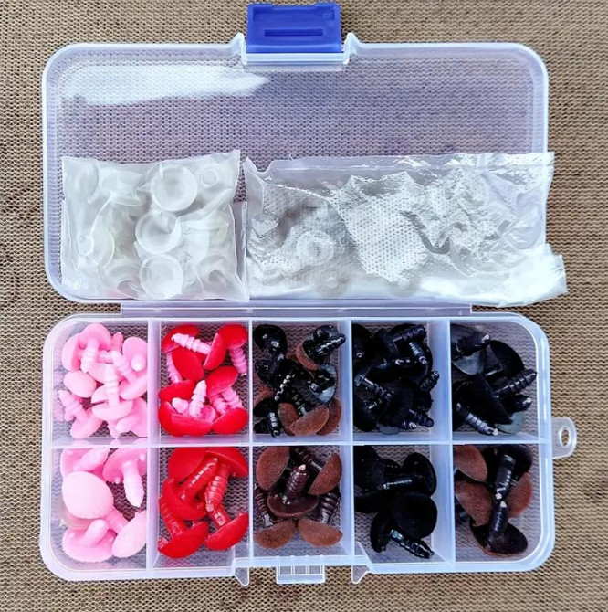 Набор бархатных носиков для игрушек - 70 шт 3 размера: 9×11 мм, 11×14 мм, 14×16 мм | С фиксаторами Киев - изображение 2