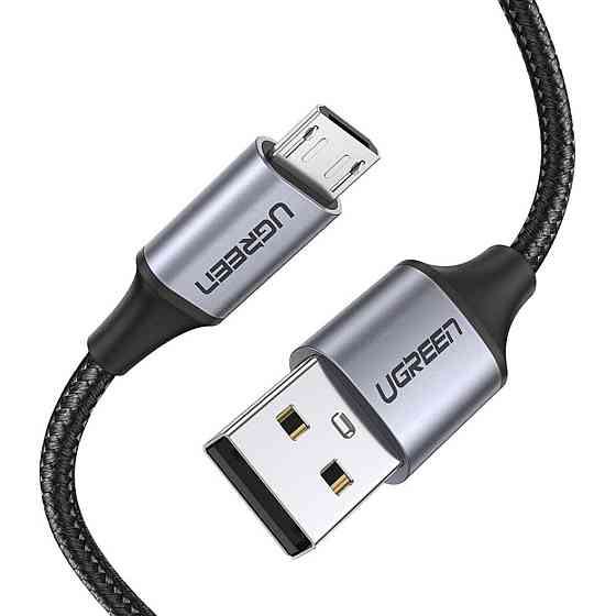 Кабель UGREEN US290 USB 2.0 A - Micro USB нікельований з обплетенням 2m, колір чорний UGR-60148 Одеса