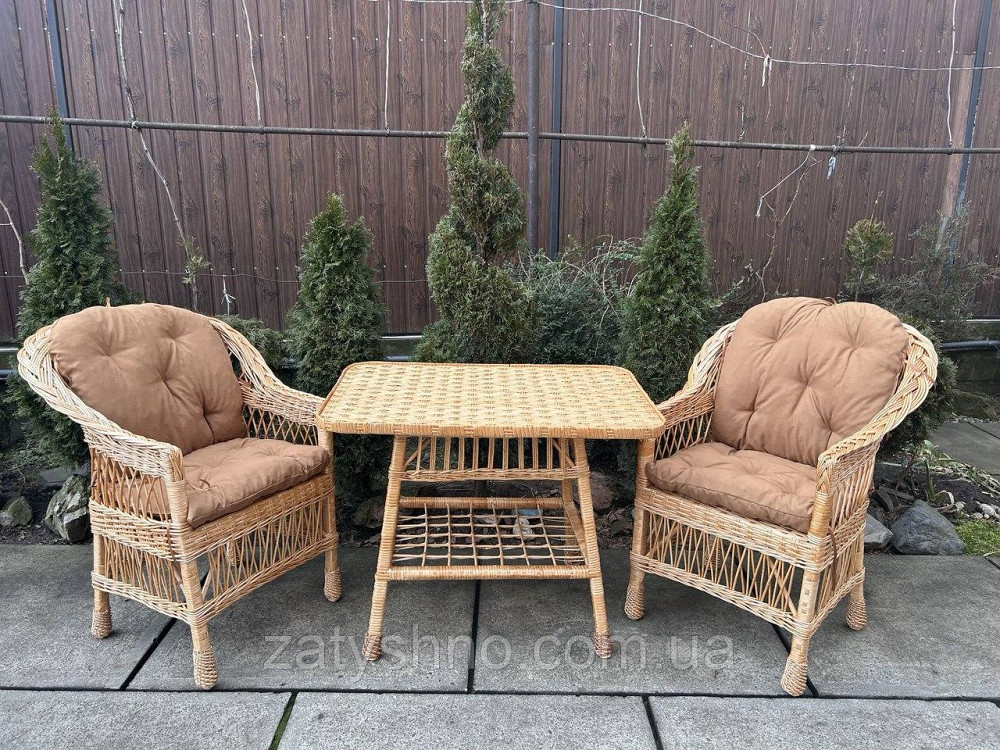 Меблі плетені з кавовими накидками Київ - фото 2