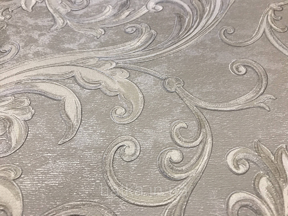 Шпалери вінілові на паперовій основі Sirpi Italian Silk 7 вензель молочний світло сірий основа під штукатурку Київ - фото 3