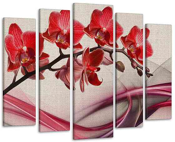 Модульна картина у вітальню / спальню Абстракція Орхідеї Art-419_5 ( 80х118см ) Київ