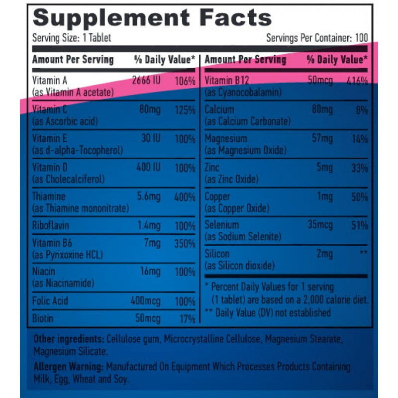 Вітаміни та мінерали Haya Labs Basic Adult Multivitamin 100 tabl Луцьк - фото 2