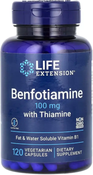 Бенфотіамін із тиаміном Life Extension Benfotiamine with Thiamine 100 mg 120 вег капс Київ - фото 1