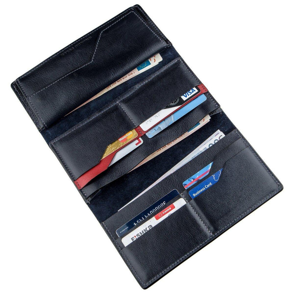 Добротный вертикальный клатч унисекс на хлястике с магнитом GRANDE PELLE 11221 Синий Киев - изображение 2