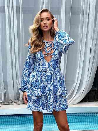 Жіноче стильне повсякденне літнє плаття софт принт Блакитний, 44/46 Одеса