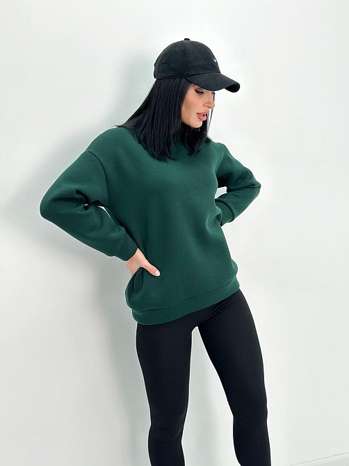 Жіночий теплий батник "Wear" Турція оптом | Норма і батал Темно-зелений, 50-52 Київ - фото 2