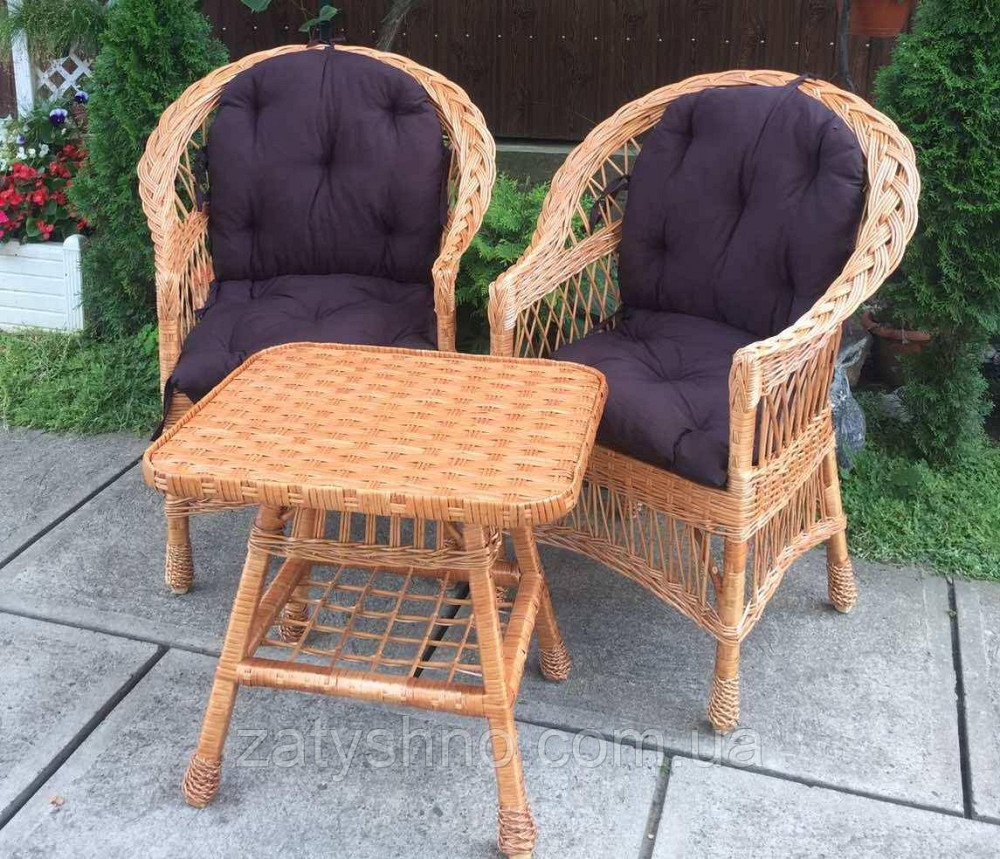 Мебель из лозы  с маленьким столом| Дачная плетеная мебель | мебель балконная с накидками Киев - изображение 5