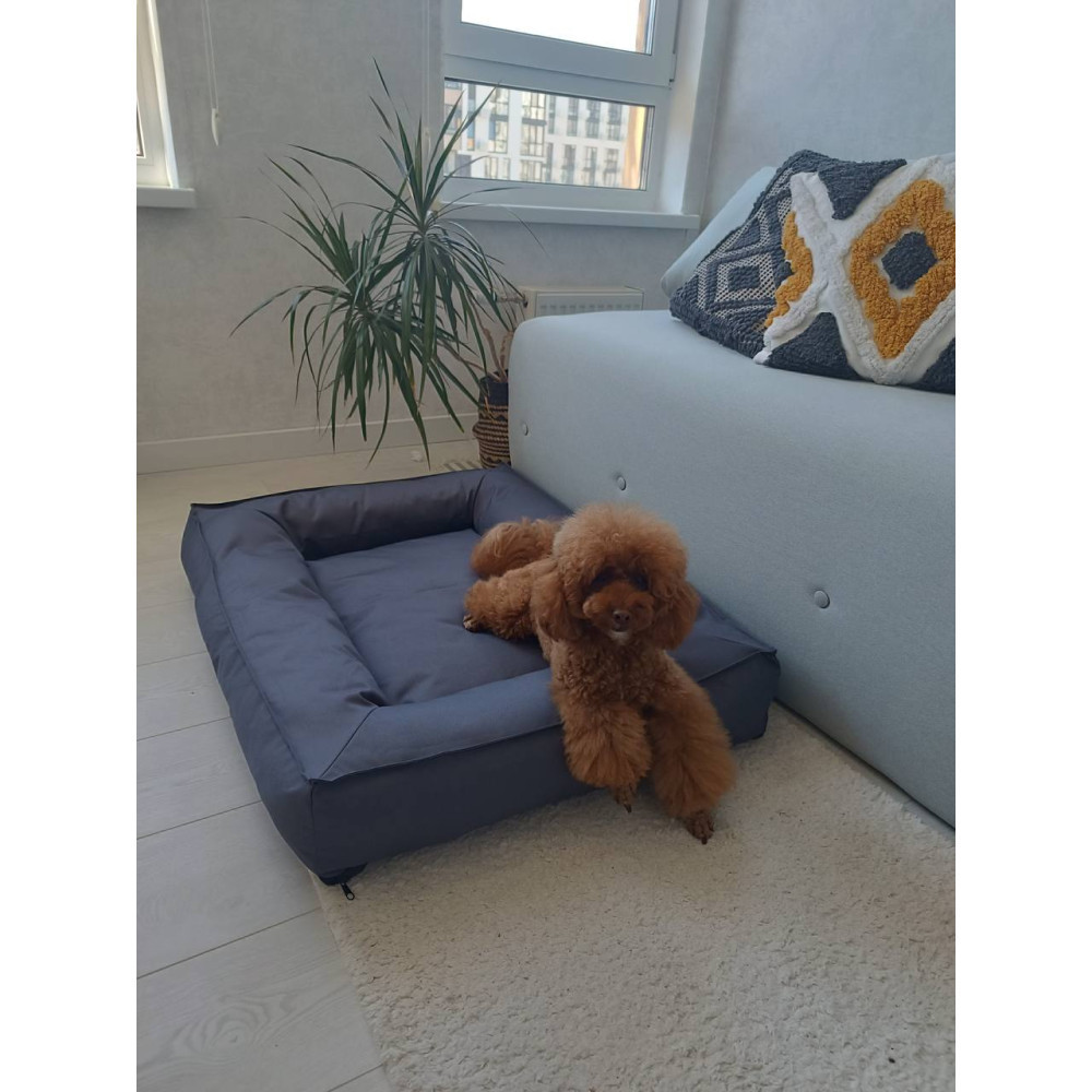 Водонепроникний лежак лежанка спальне місце для тварин зі знімним чохлом графіт S (60см) Київ - фото 2