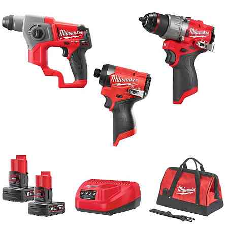 Набор инструментов аккумуляторных MILWAUKEE, M12FPP3D-601B (зарядное устройство С12, 2 аккумулятора М12 6Ач, дрель-шурповерт с ударом Одесса