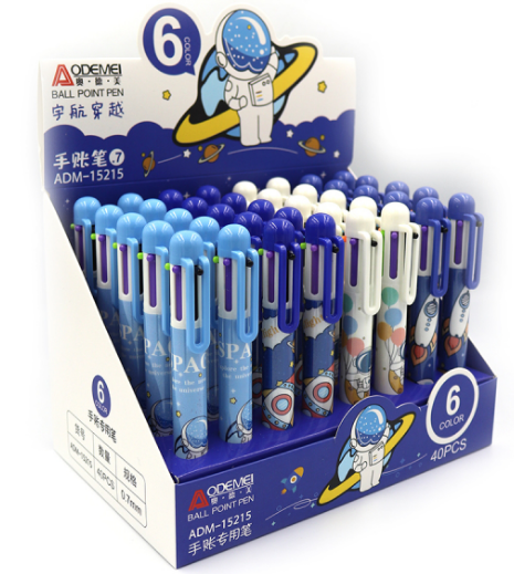 Ручка дитяча багатобарвна 6 кол. автомат. Aodemei "Space" (упак. 40 шт), 15215, шт Київ - фото 1
