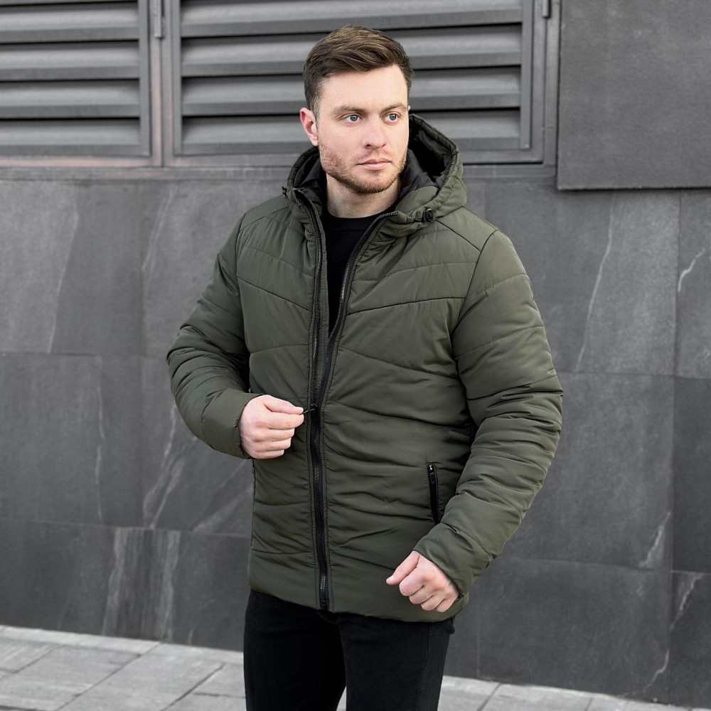 Зимняя куртка мужская теплая с капюшоном короткая Frost Pobedov Winter Jacket Dzen хаки M Одесса - изображение 8
