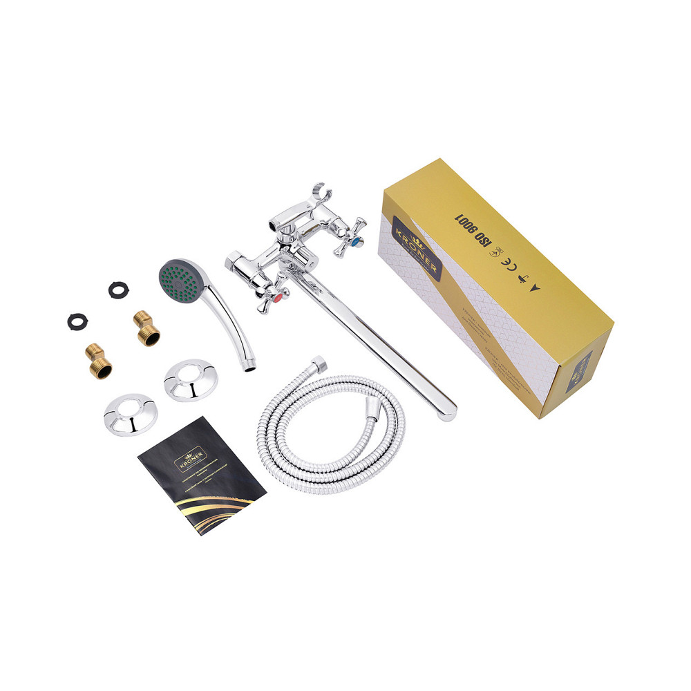 Змішувач для ванни Kroner KRM Rhein - C070 із душовим гарнітуром, хром Київ - фото 8