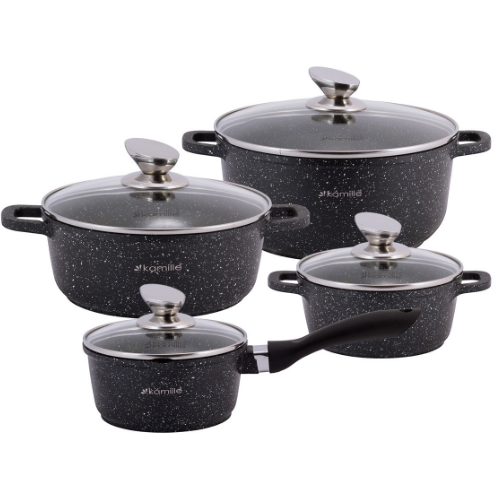 Набір каструль 9 предметів (ківш d16см-1,5л/каструлі d16см-1,25л/20см-2,3л/24см-4,5л+прихватки) 4429 KAMILLE Житомир - фото 2