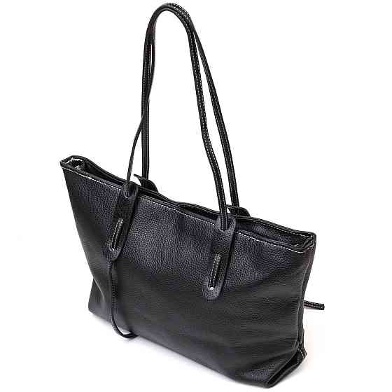 Вместительная женская сумка из натуральной кожи 22082 Vintage Черная Киев