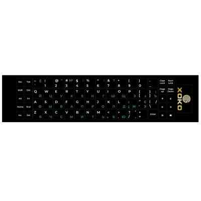 Наклейка на клавиатуру XoKo 68 keys UA/rus green, Latin white (XK-KB-STCK-MD) Винница